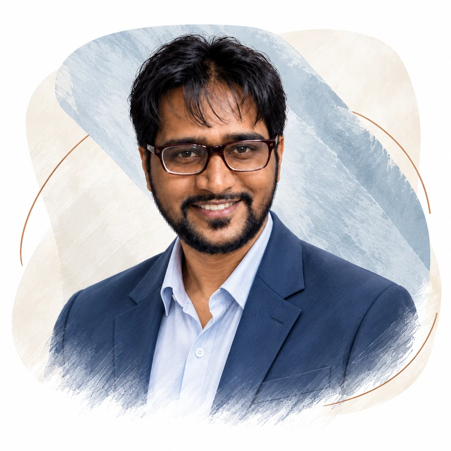 Illustrated portrait of Dr Abrar K.