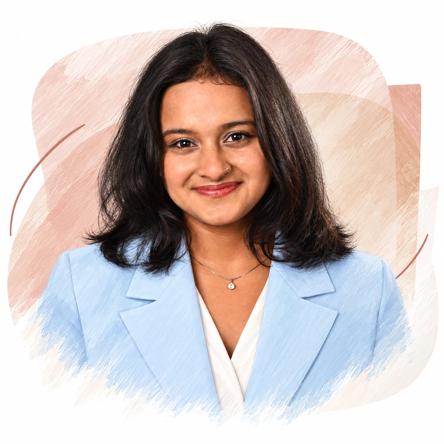 Illustrated portrait of Dr Ashmita M.