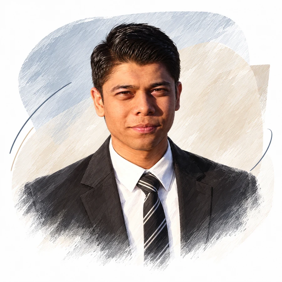 Illustrated portrait of Dr Maaz A.