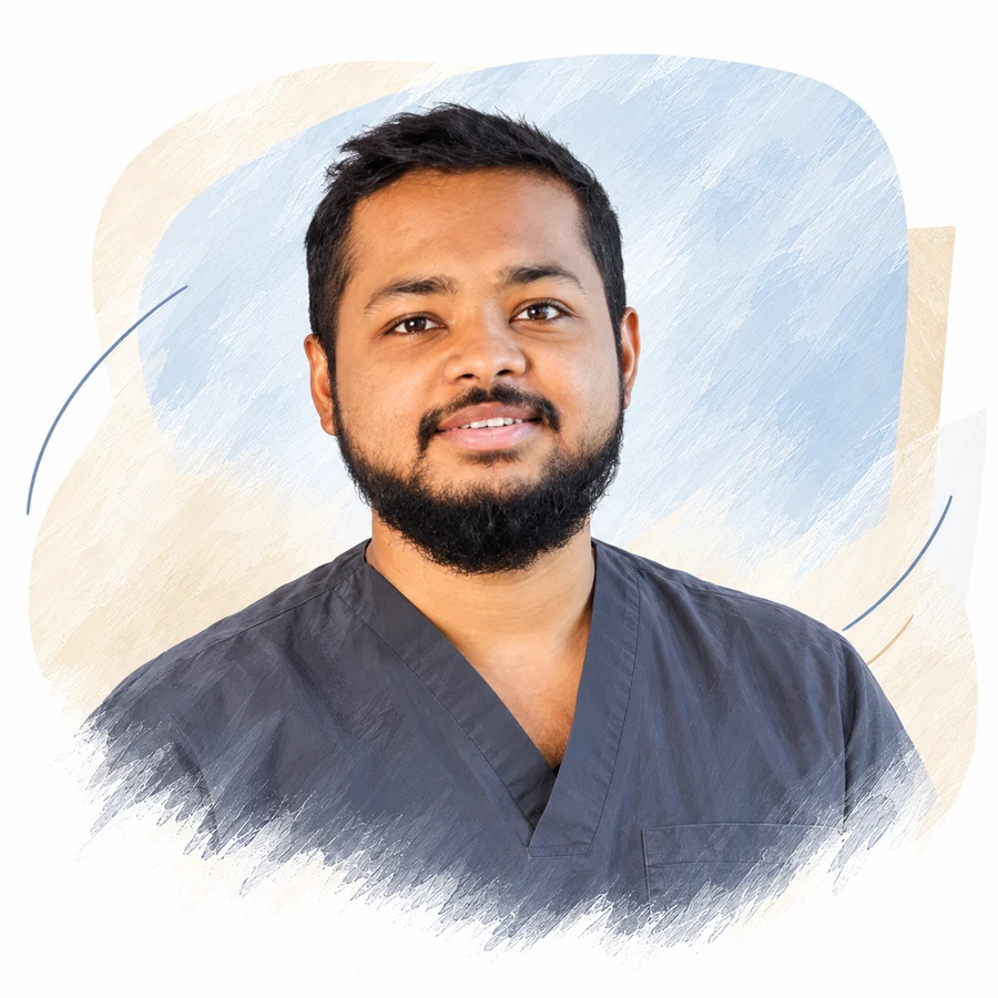 Illustrated portrait of Dr Nikhil P.