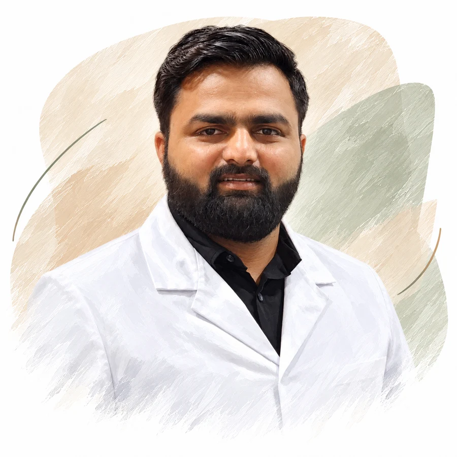 Illustrated portrait of Dr Suraj D.