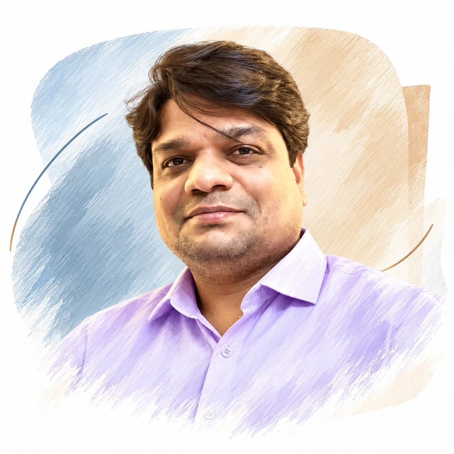 Illustrated portrait of Dr Naresh V.