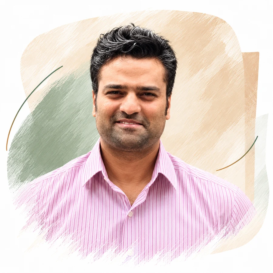 Illustrated portrait of Dr Aditya S.